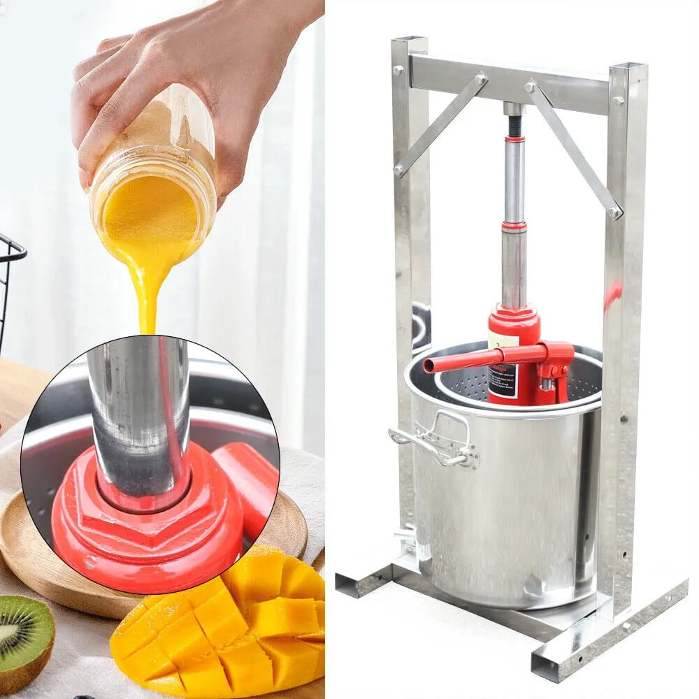 12L Fruit Crusher Pulper Masher Grinder Apple Grape Juice Maker Wine Cider Silver
