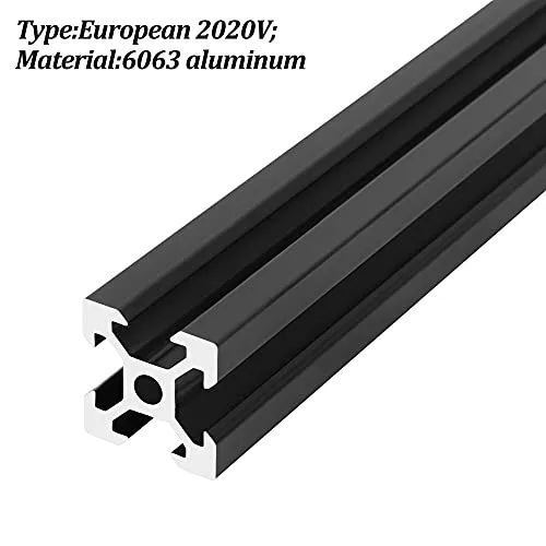 2020 V Aluminum Extrusion, 4PCS 700mm European Standard Anodized Extruded Aluminum Profile Extrusion Linear Rail for 3D Printer and CNC Machine DIY Projects- Black