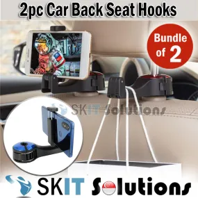 2Pack Car Back Seat Hooks Vehicle Headrest Mobile Phone Mount Holder Hanger for Holding Smartphones Hanging Bag Grocery
