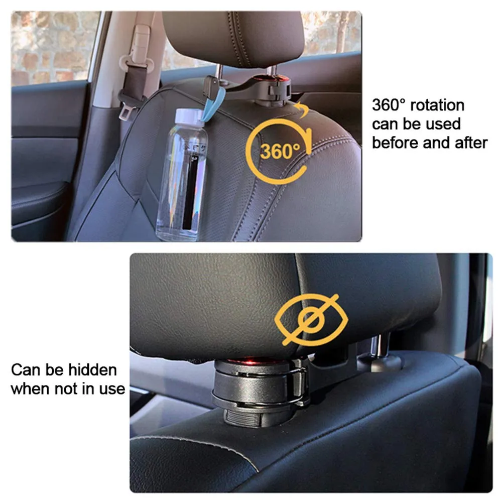 2Pack Car Back Seat Hooks Vehicle Headrest Mobile Phone Mount Holder Hanger for Holding Smartphones Hanging Bag Grocery