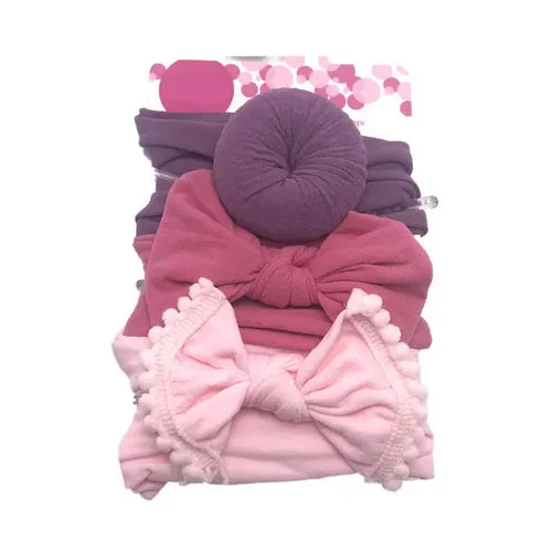3Pcs/Set Solid Color Soft Nylon Elastic Baby Headband Bows Newborn