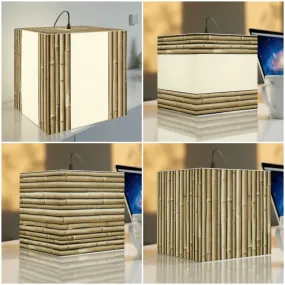 4 styes Bamboo Poles 3D Printed Square Cube Lamp,Contemporary/Modern/Trendy Light Feature/Home Decor Gifts, stackable, Vertical/Horizontal