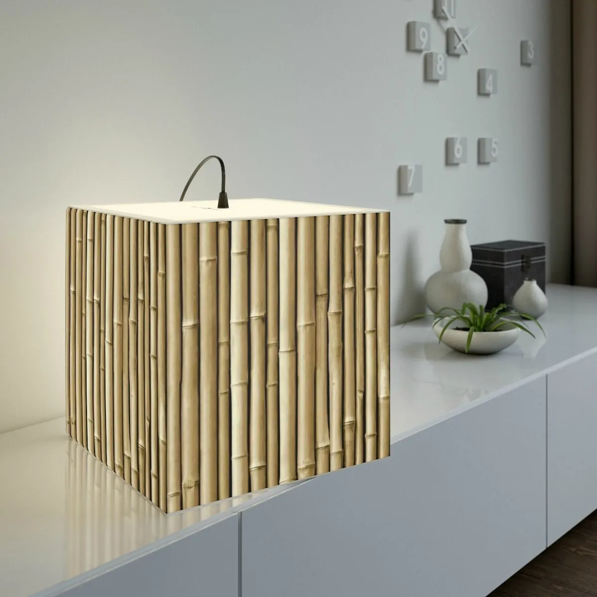 4 styes Bamboo Poles 3D Printed Square Cube Lamp,Contemporary/Modern/Trendy Light Feature/Home Decor Gifts, stackable, Vertical/Horizontal