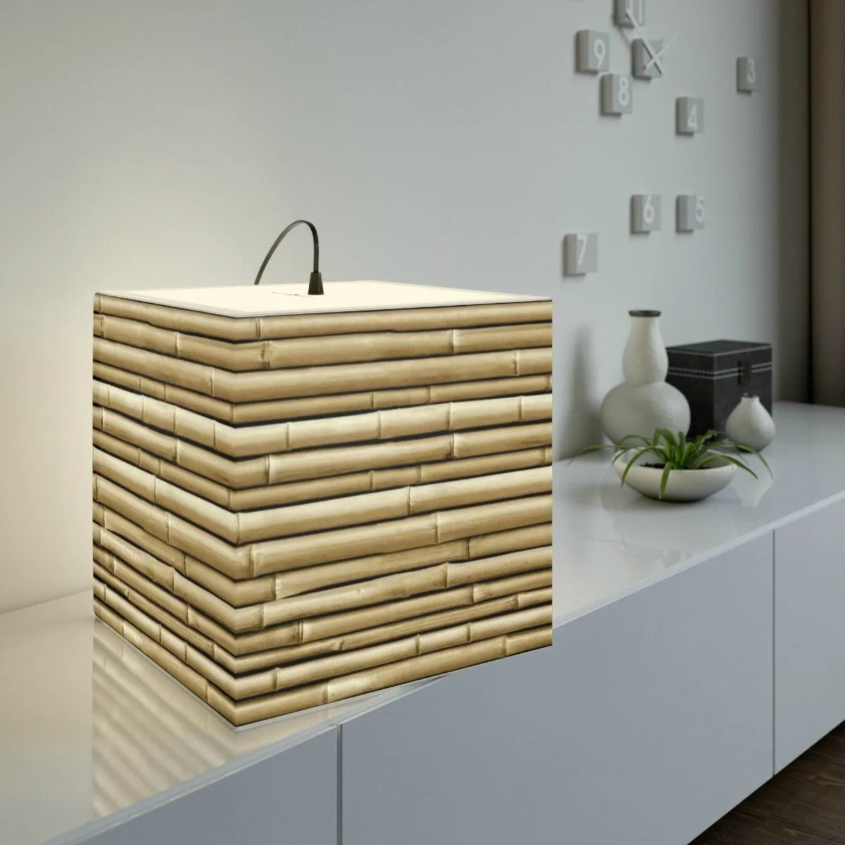 4 styes Bamboo Poles 3D Printed Square Cube Lamp,Contemporary/Modern/Trendy Light Feature/Home Decor Gifts, stackable, Vertical/Horizontal