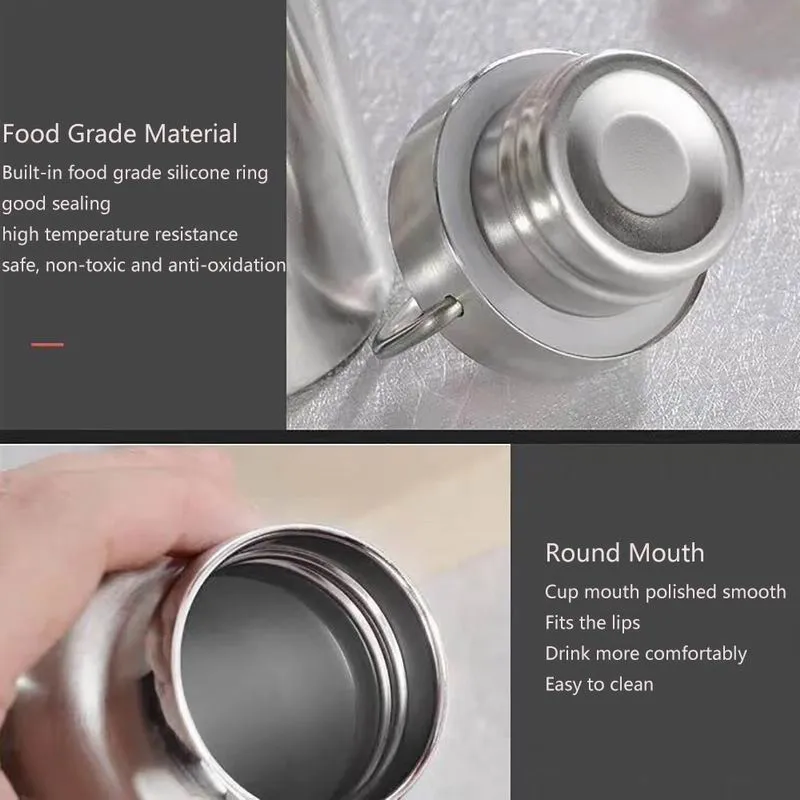500ml 750ml Stainless Steel Sports Single Walled Water Bottle Metal Flask Screw Cap BPA Free Uninsulated Indoor Outdoor