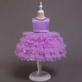 68025 New Baby Princess Dress 6-24-months Multi-layer Knee-length Cake Fluffy Dress Banquet Children's Party Dress for 1-2 Years Old Girl