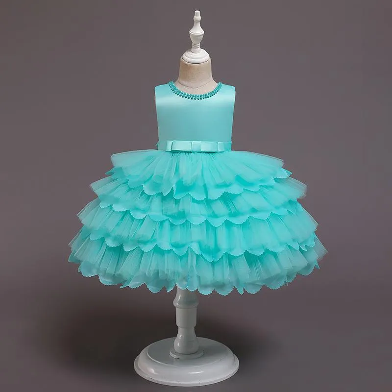 68025 New Baby Princess Dress 6-24-months Multi-layer Knee-length Cake Fluffy Dress Banquet Children's Party Dress for 1-2 Years Old Girl