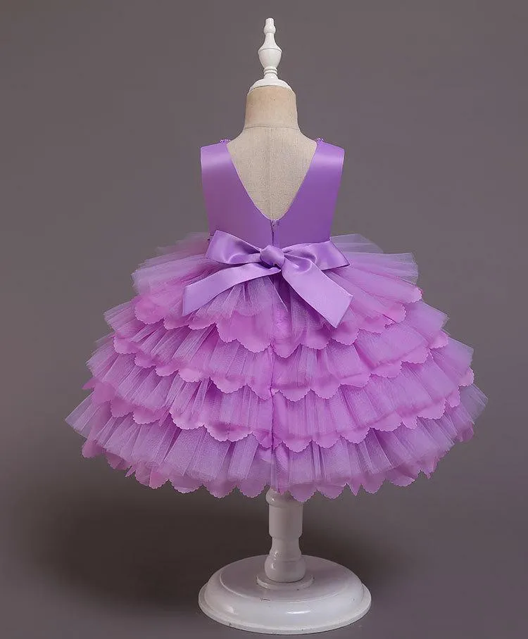68025 New Baby Princess Dress 6-24-months Multi-layer Knee-length Cake Fluffy Dress Banquet Children's Party Dress for 1-2 Years Old Girl