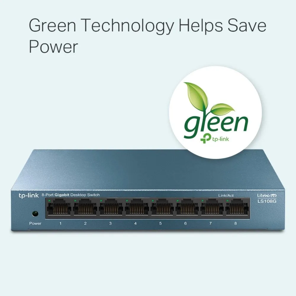8-Port Gigabit Desktop Switch, Plug & Play, Compact Metal Housing - TP-Link