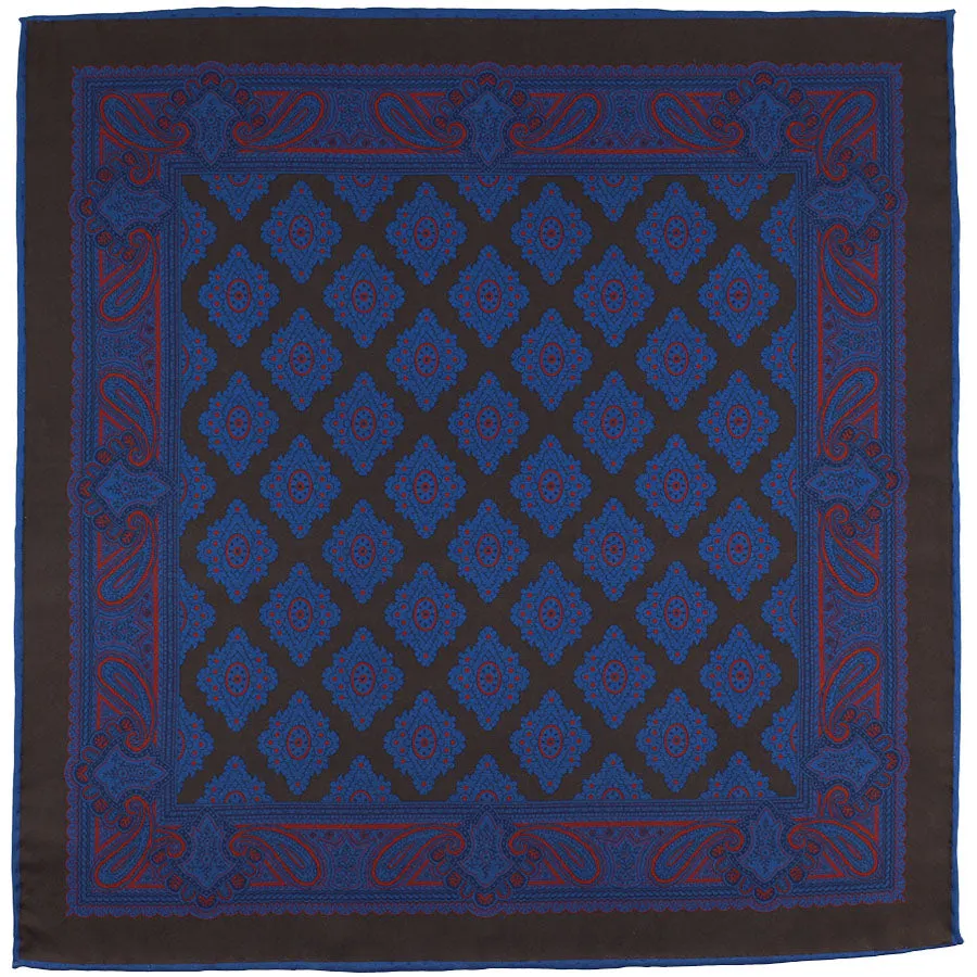 Ancient Madder Silk Pocket Square - Brown - 43x43cm