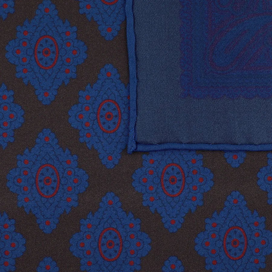 Ancient Madder Silk Pocket Square - Brown - 43x43cm