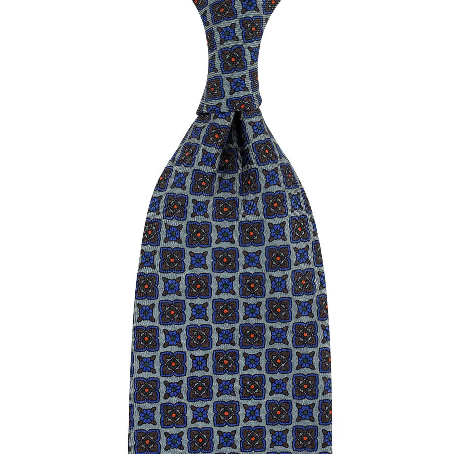 Ancient Madder Silk Tie - Grey - Hand-Rolled