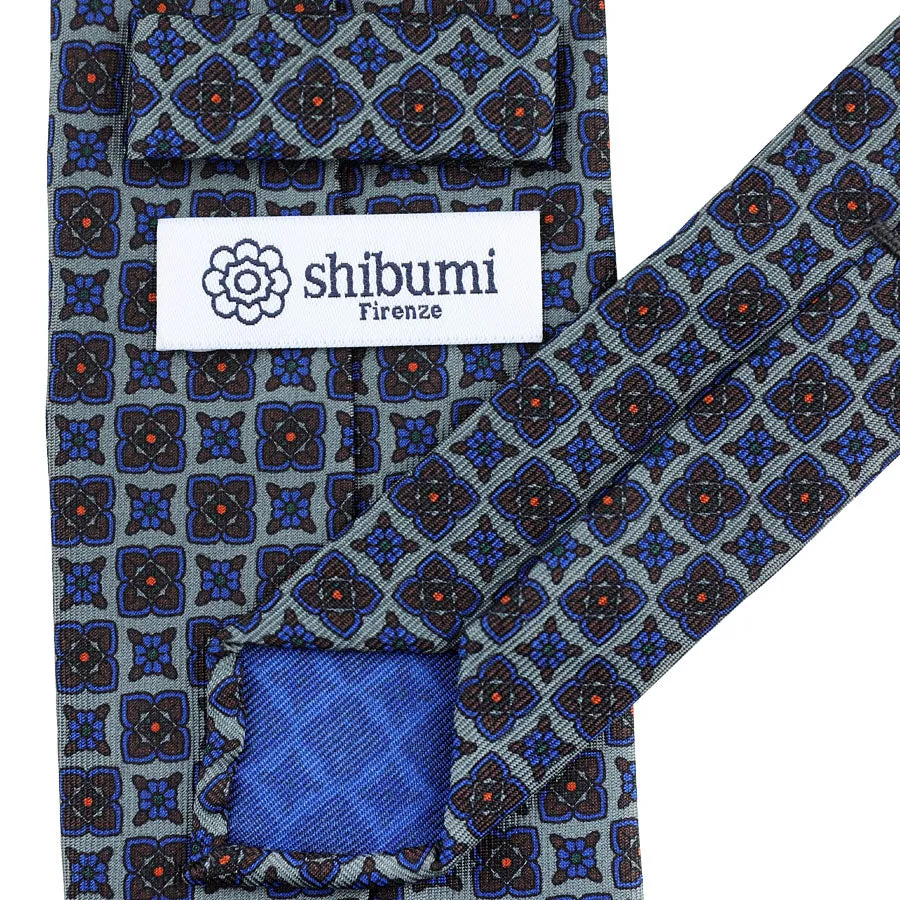 Ancient Madder Silk Tie - Grey - Hand-Rolled
