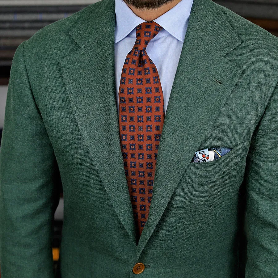 Ancient Madder Silk Tie - Terracotta - Hand-Rolled