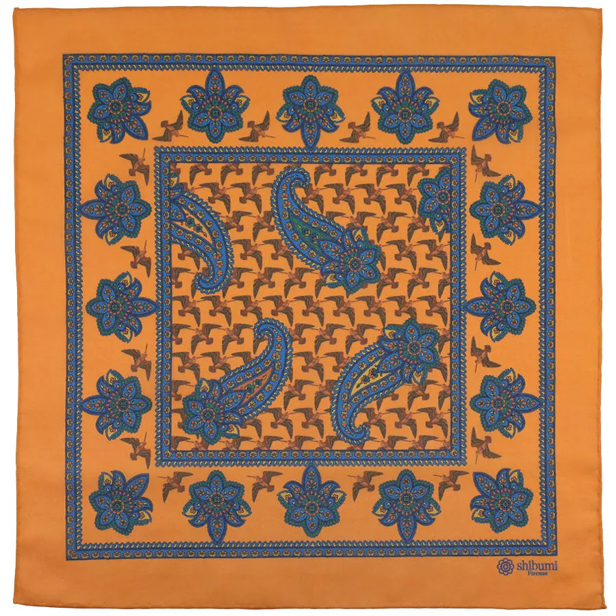 Animal Motif Cotton Pocket Square - Orange - 43x43cm