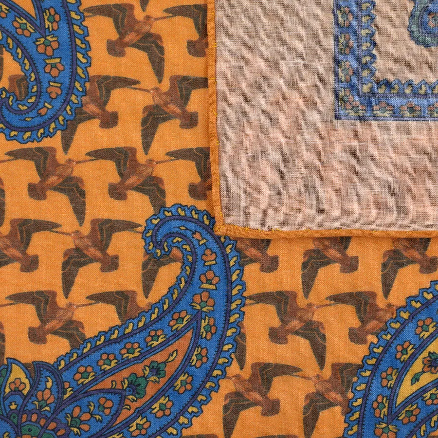 Animal Motif Cotton Pocket Square - Orange - 43x43cm