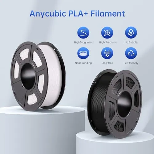 ANYCUBIC PLA Plus (PLA ) 3D Printer Filament 1.75mm Bundle, Dimensional Accuracy  /- 0.02mm, High Toughness, Print with Most FDM 3D Printers, 1KG Spool, 2kg, Grey   Grey