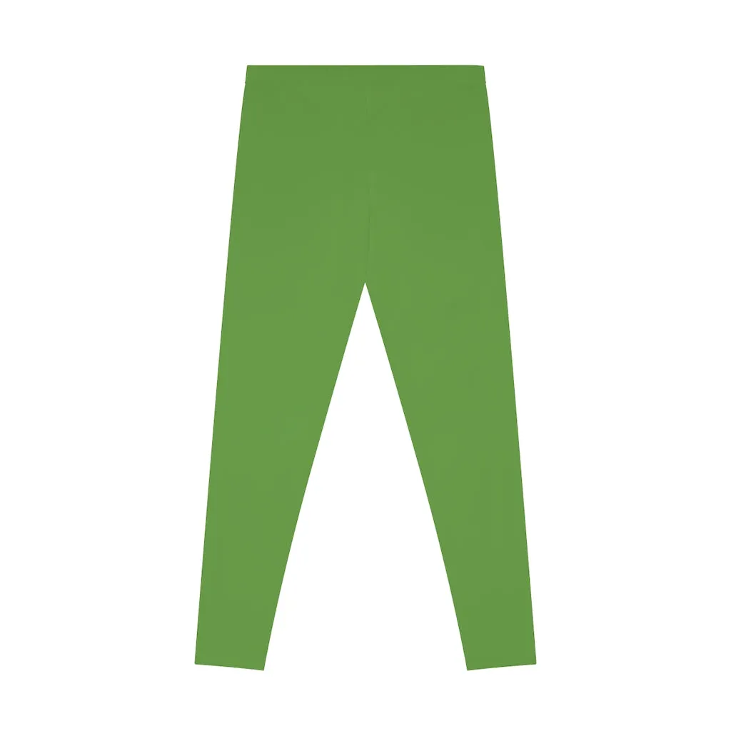 Apple Green Solid Color Tights, Green Solid Color Designer Comfy Women's Stretchy Leggings- Made in USA