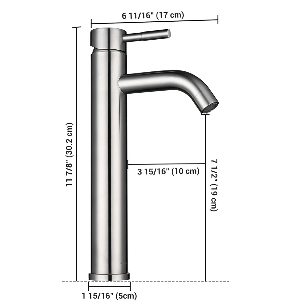 Aquaterior Modern Tall Bathroom Vessel Faucet 12"H