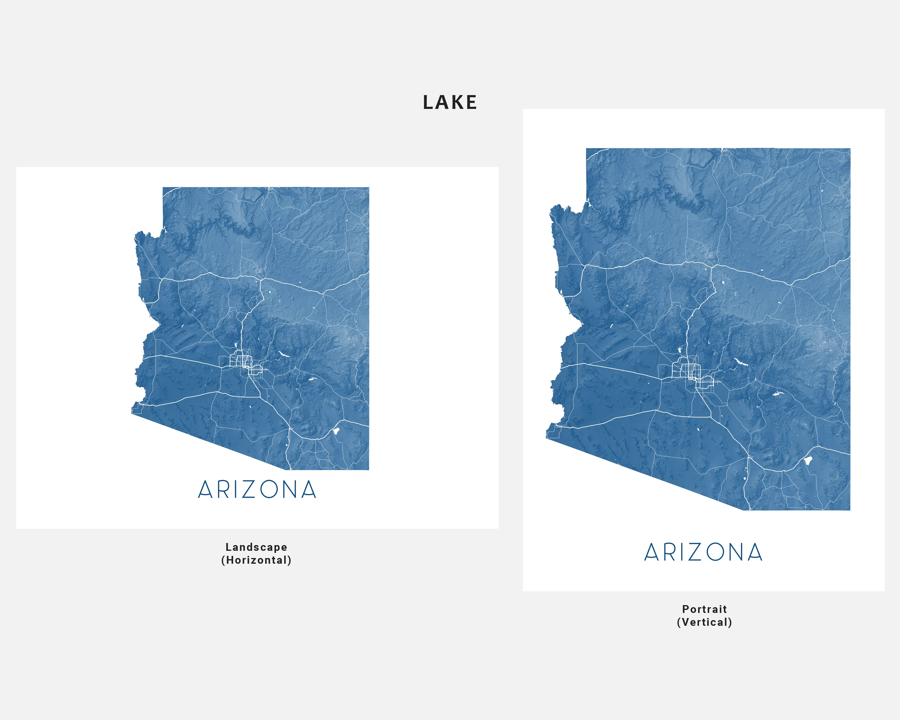 Arizona State Map Print Poster- Topographic AZ Map of Arizona Wall Art Road Maps, Grand Canyon Phoenix Tucson