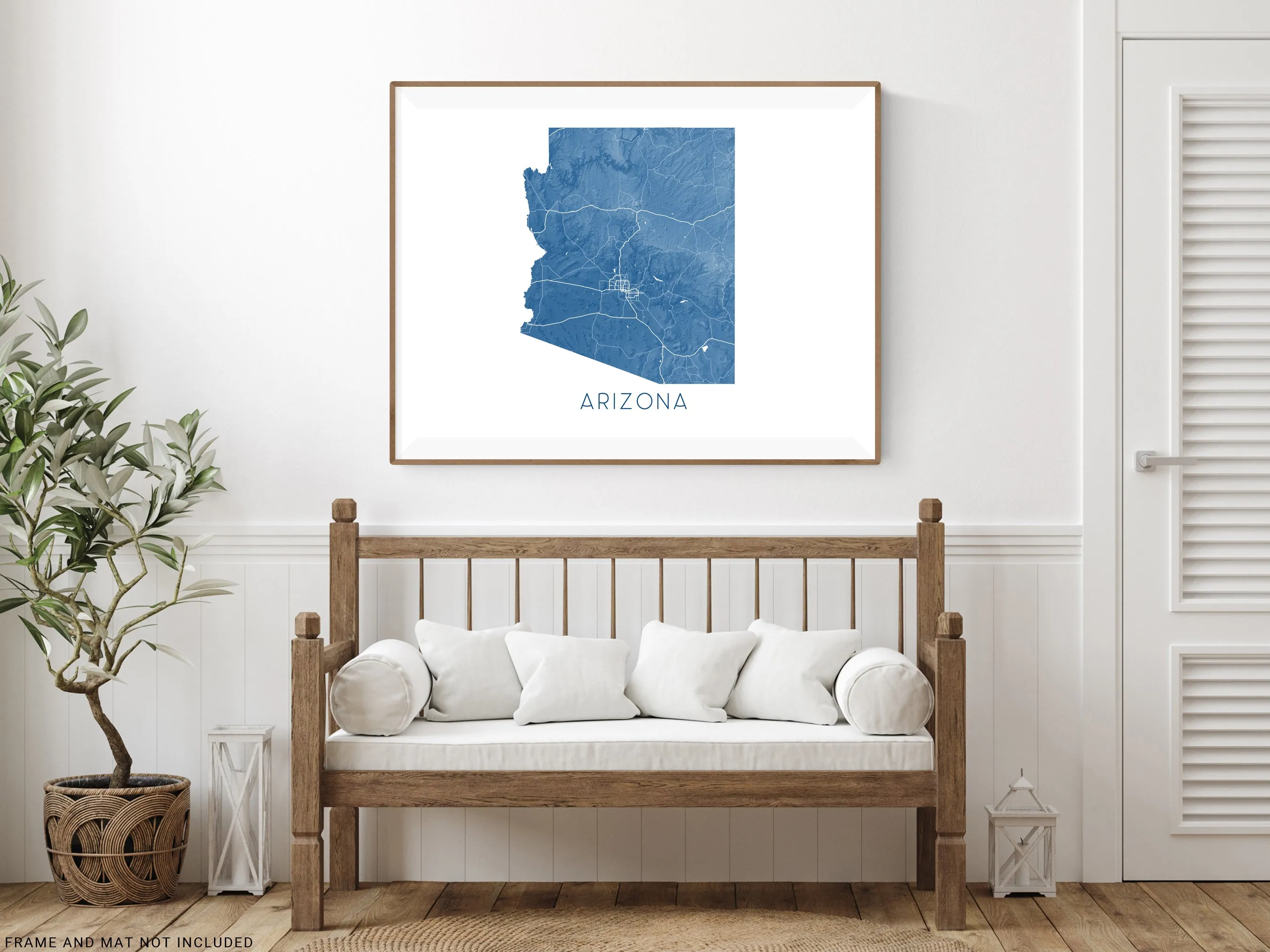 Arizona State Map Print Poster- Topographic AZ Map of Arizona Wall Art Road Maps, Grand Canyon Phoenix Tucson