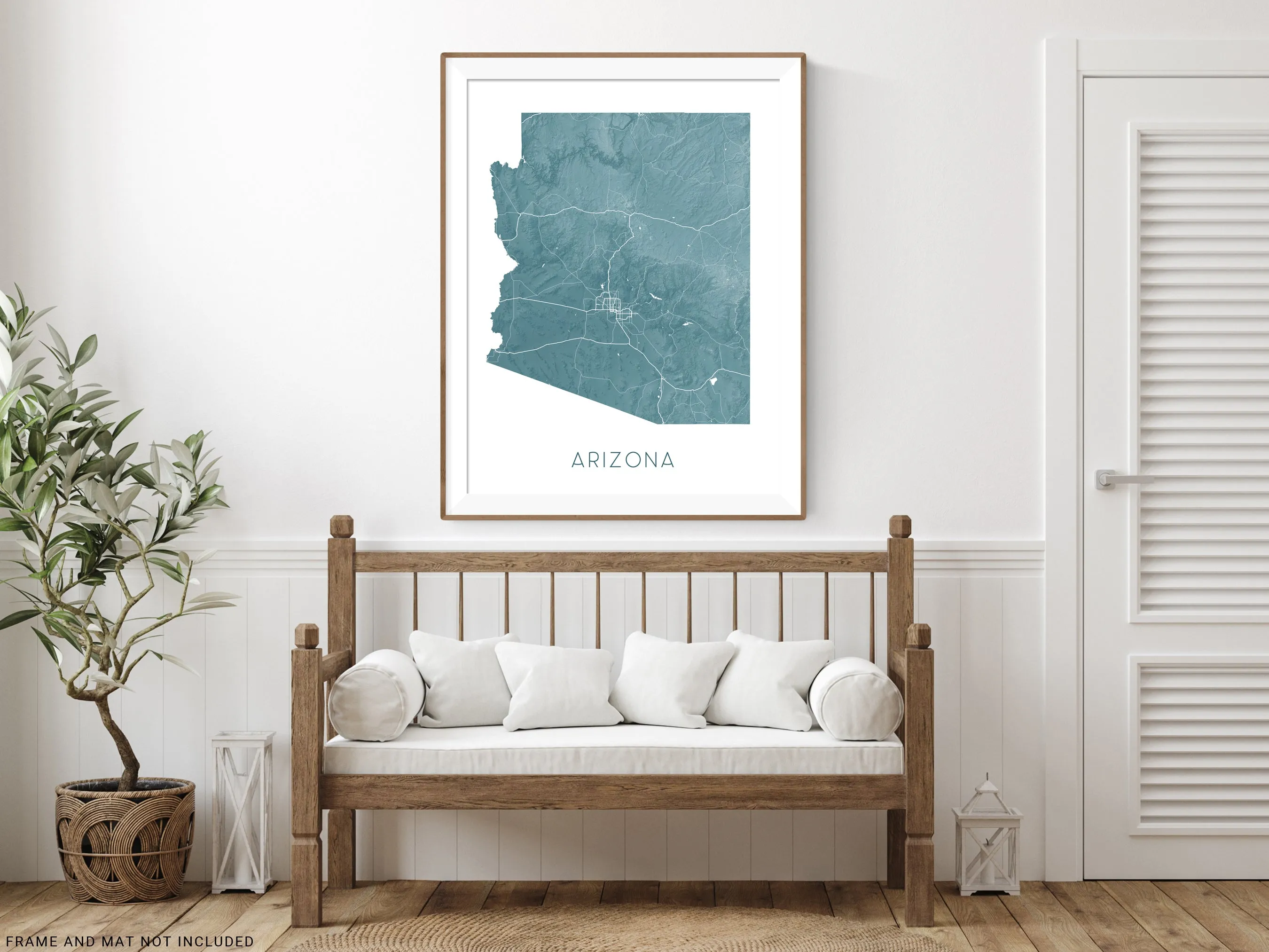 Arizona State Map Print Poster- Topographic AZ Map of Arizona Wall Art Road Maps, Grand Canyon Phoenix Tucson