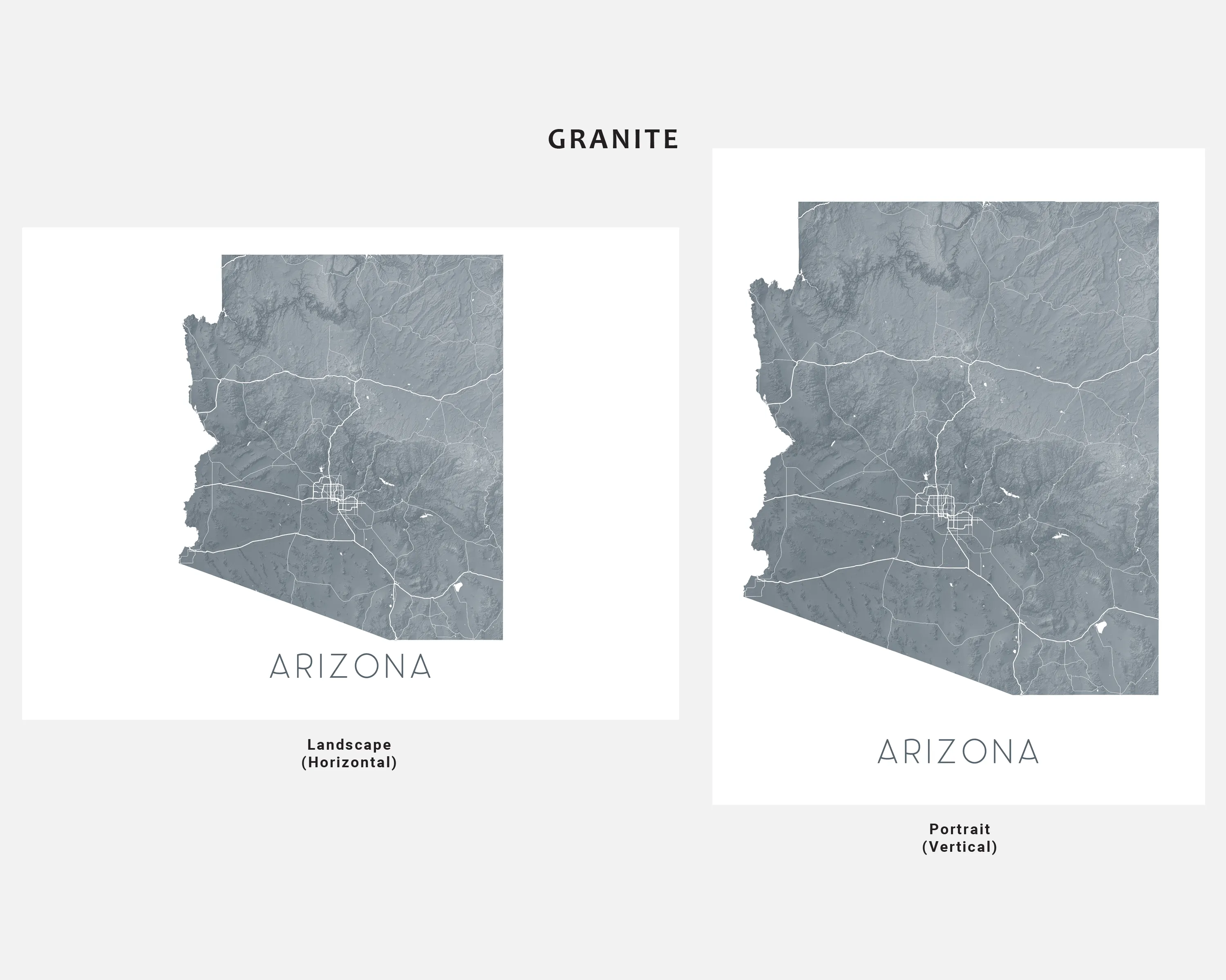 Arizona State Map Print Poster- Topographic AZ Map of Arizona Wall Art Road Maps, Grand Canyon Phoenix Tucson