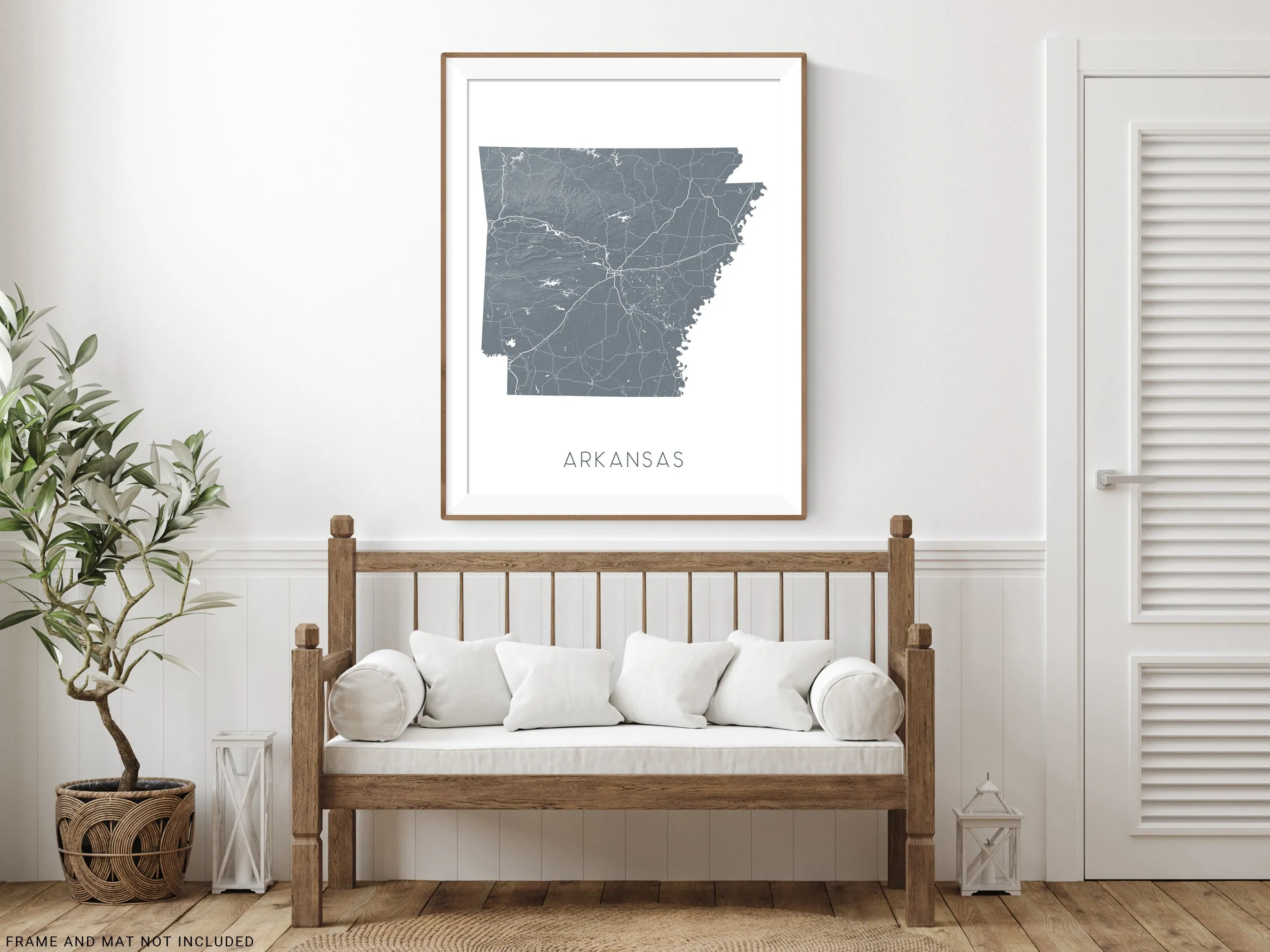 Arkansas Map Print Poster - Topographic Map of AR State Wall Art Road Maps, Little Rock