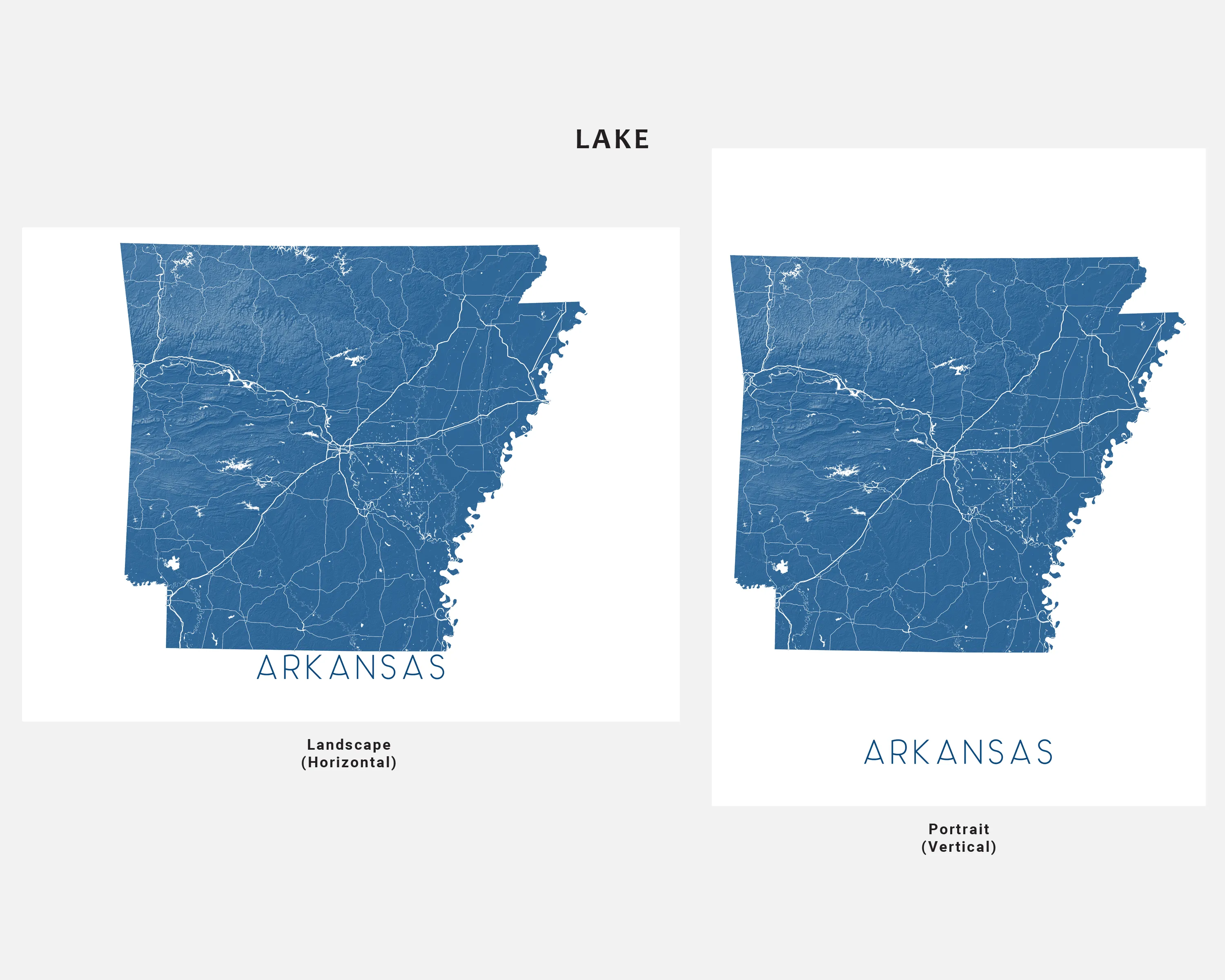 Arkansas Map Print Poster - Topographic Map of AR State Wall Art Road Maps, Little Rock