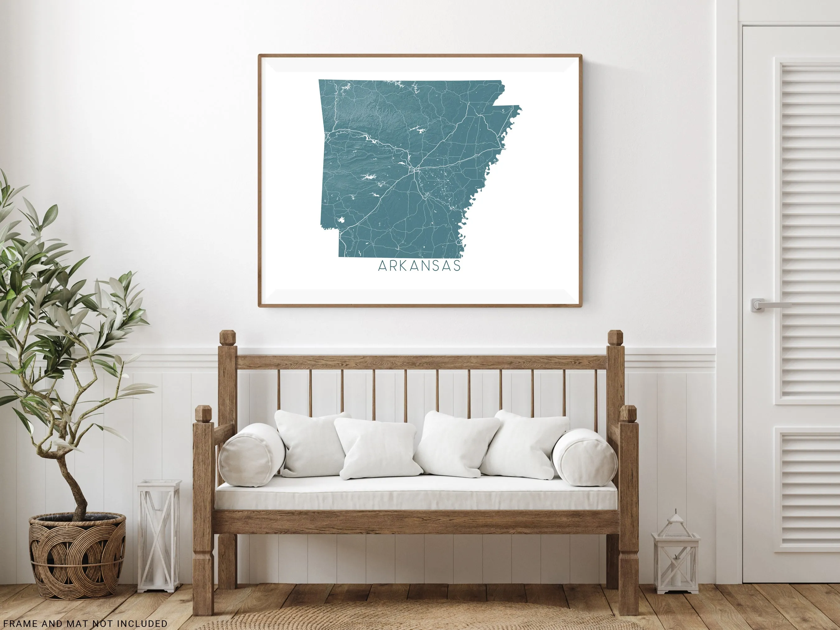 Arkansas Map Print Poster - Topographic Map of AR State Wall Art Road Maps, Little Rock