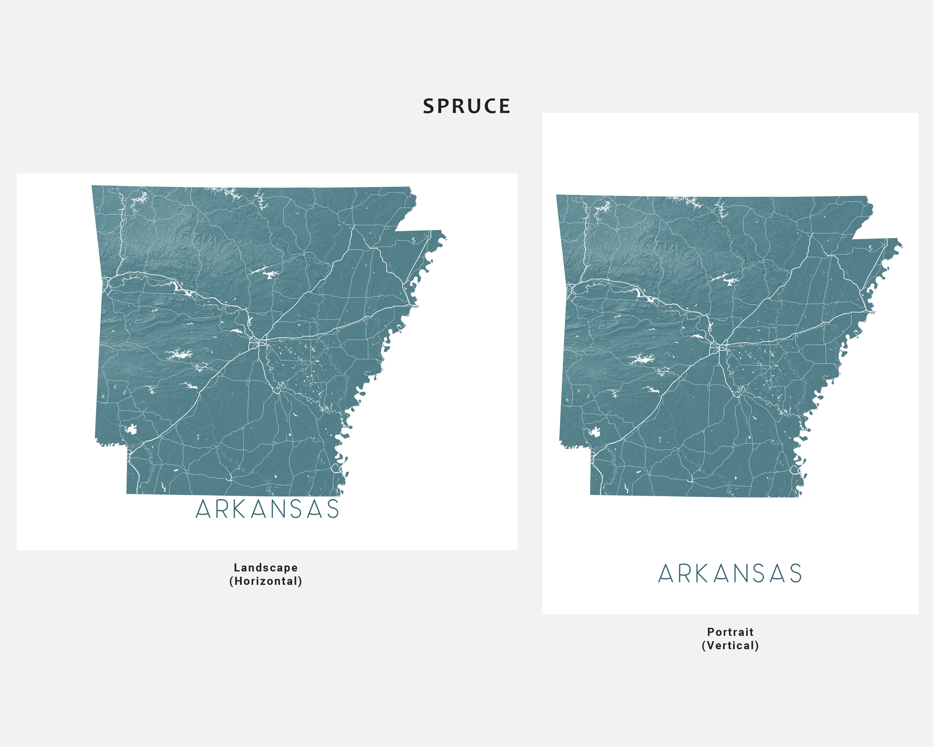 Arkansas Map Print Poster - Topographic Map of AR State Wall Art Road Maps, Little Rock