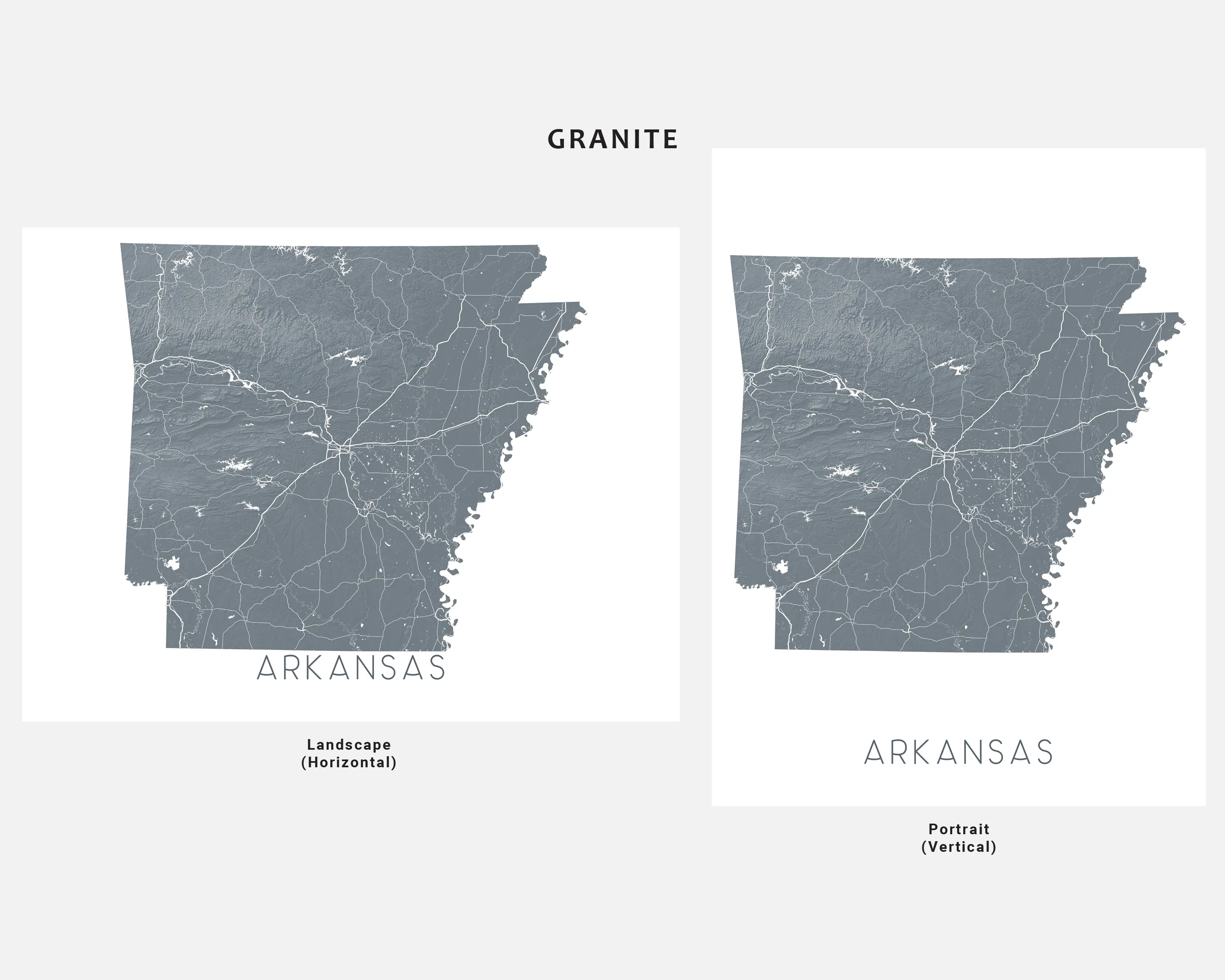 Arkansas Map Print Poster - Topographic Map of AR State Wall Art Road Maps, Little Rock