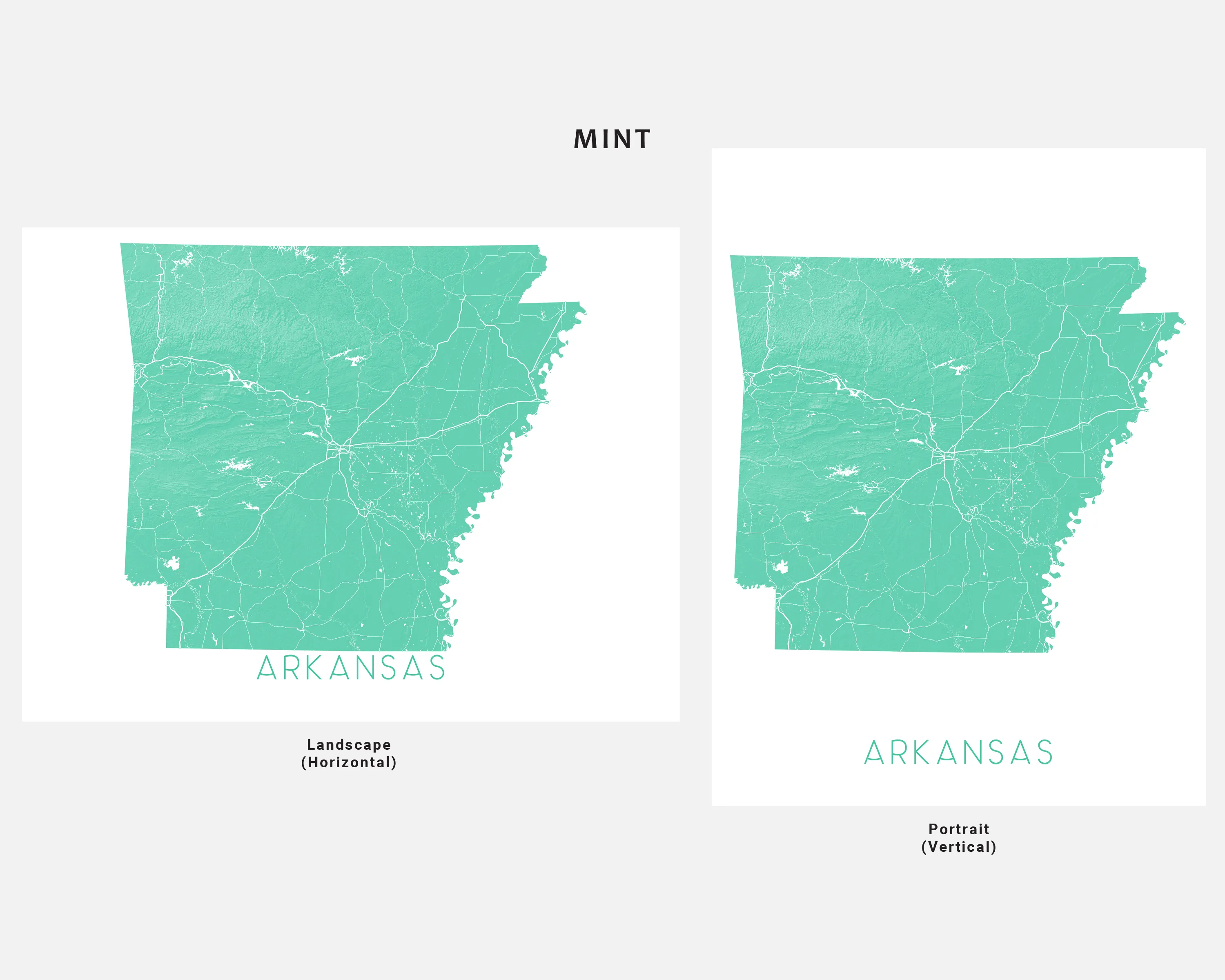 Arkansas Map Print Poster - Topographic Map of AR State Wall Art Road Maps, Little Rock