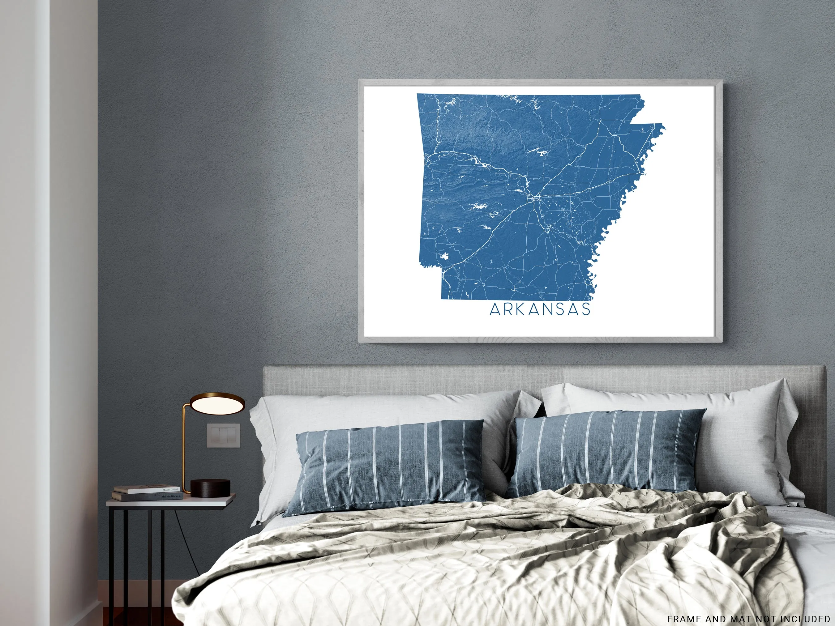 Arkansas Map Print Poster - Topographic Map of AR State Wall Art Road Maps, Little Rock