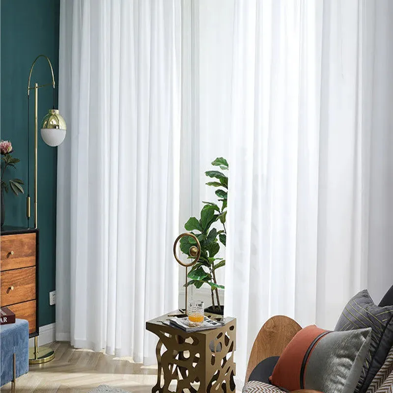 Asazal Solid White Tulle Luxurious Curtains