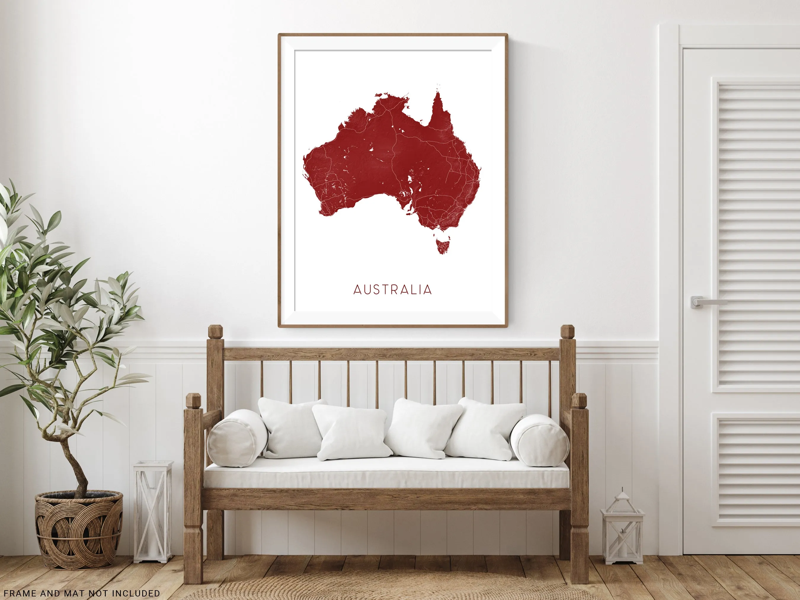 Australia Map Print - Map of Australia Wall Art Poster, Country Road Maps, Sydney Melbourne Brisbane Perth