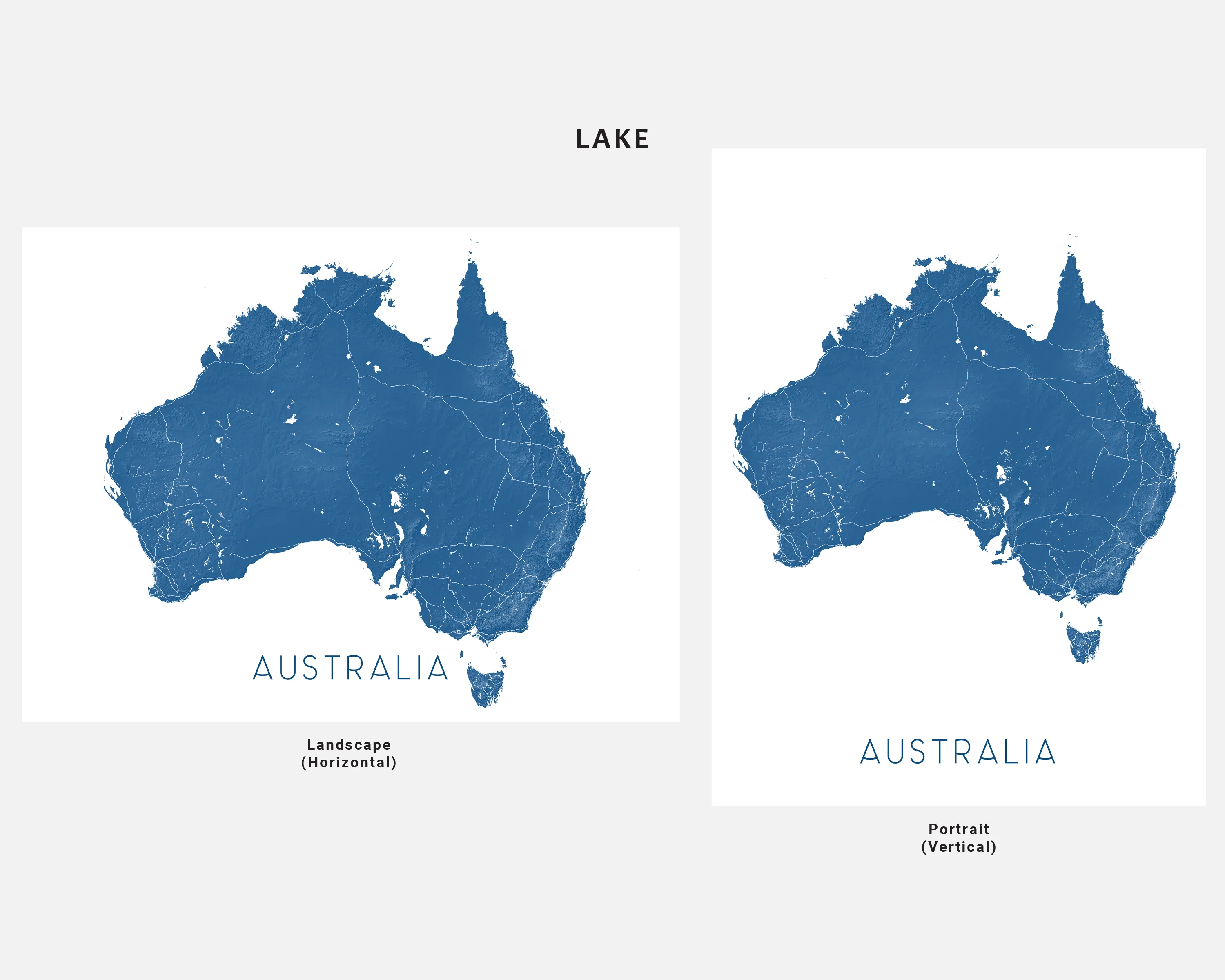 Australia Map Print - Map of Australia Wall Art Poster, Country Road Maps, Sydney Melbourne Brisbane Perth
