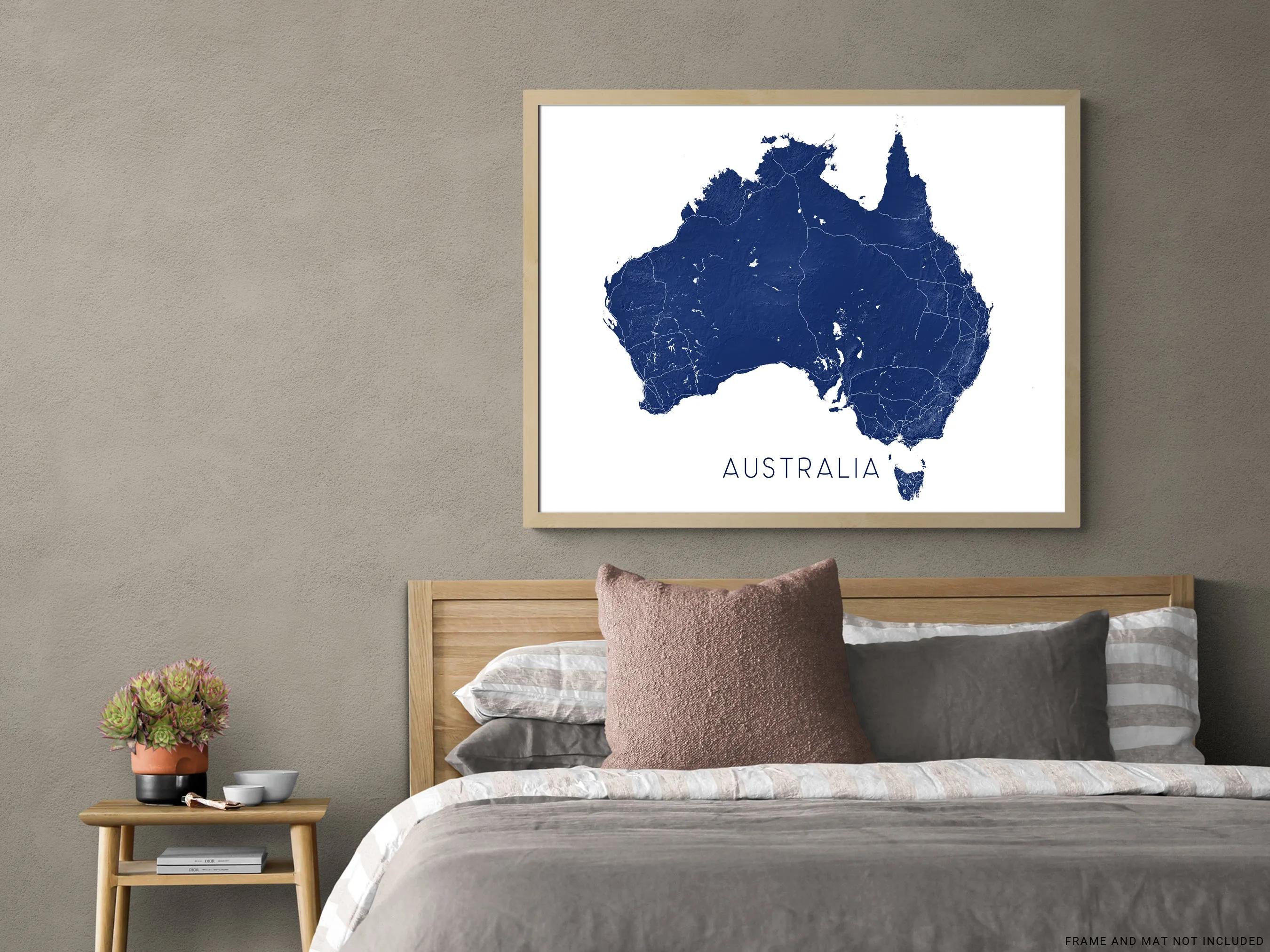 Australia Map Print - Map of Australia Wall Art Poster, Country Road Maps, Sydney Melbourne Brisbane Perth