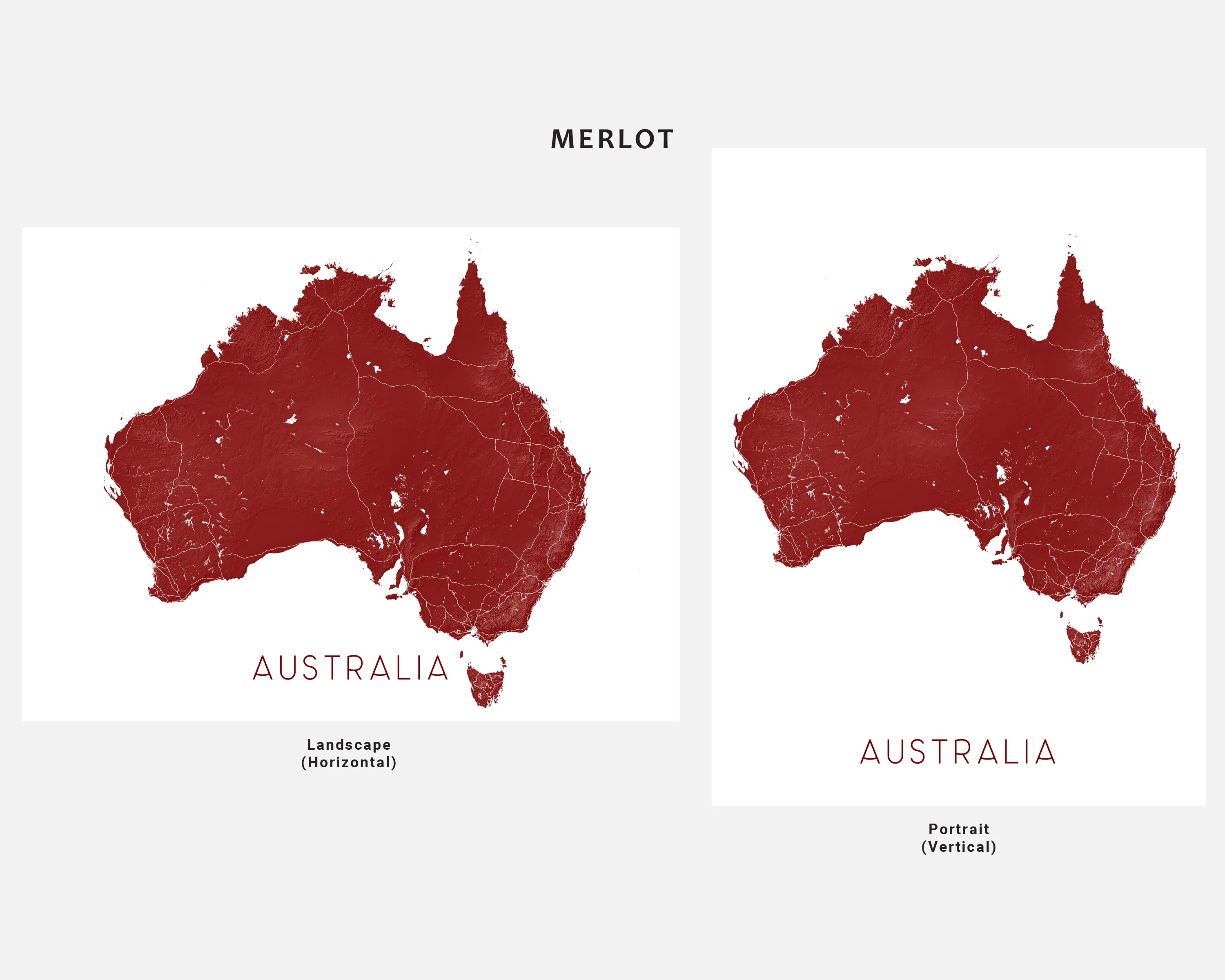 Australia Map Print - Map of Australia Wall Art Poster, Country Road Maps, Sydney Melbourne Brisbane Perth
