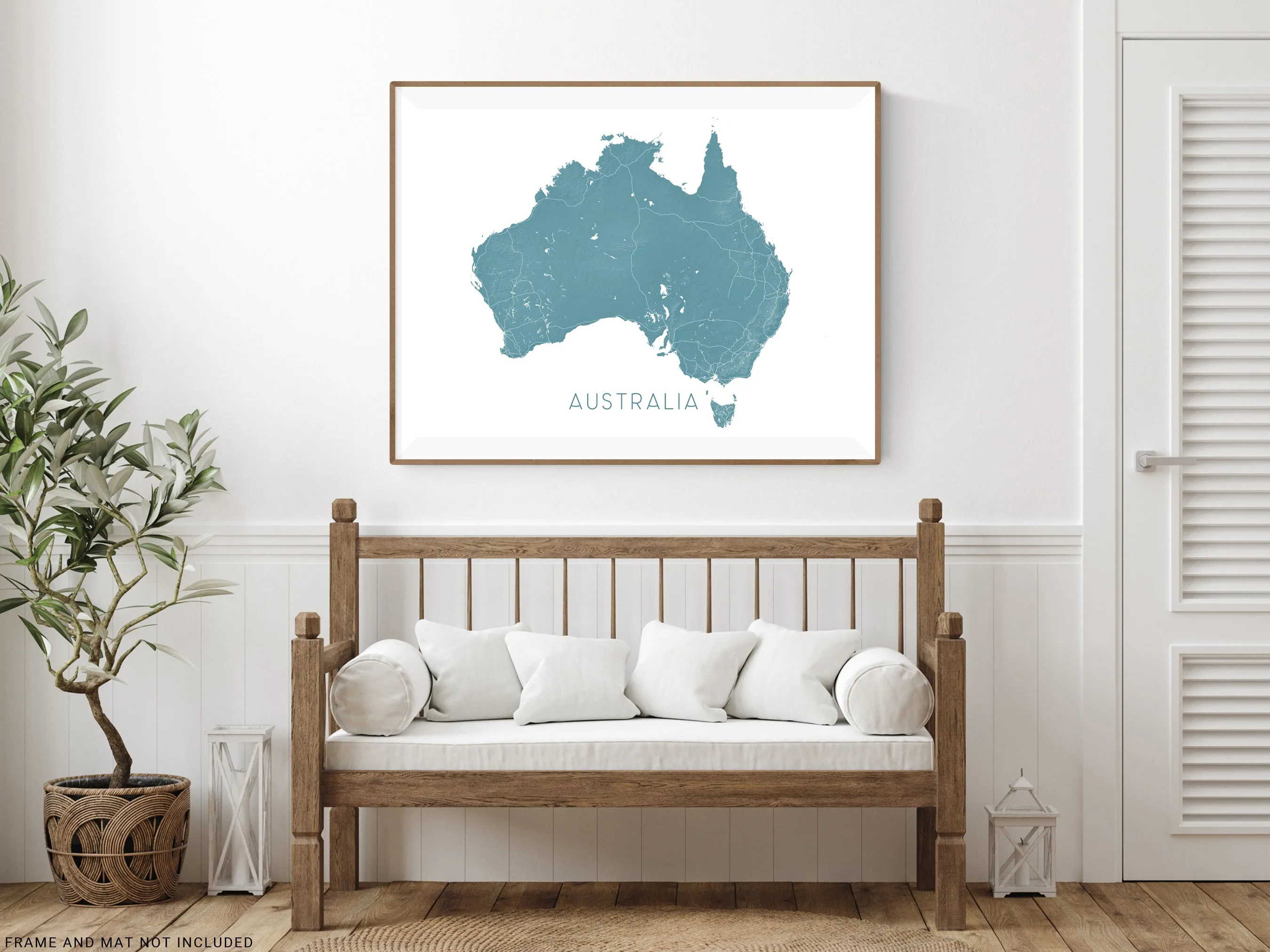 Australia Map Print - Map of Australia Wall Art Poster, Country Road Maps, Sydney Melbourne Brisbane Perth