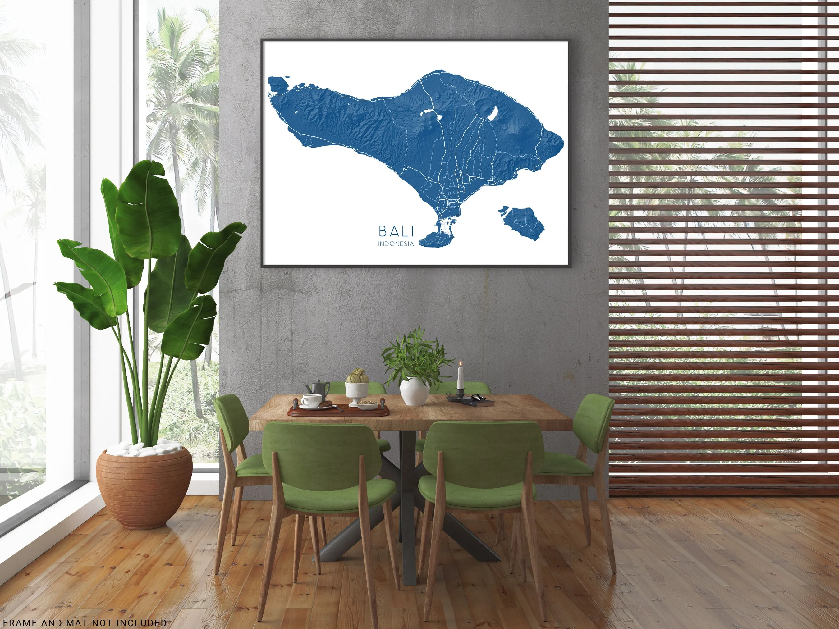 Bali Indonesia Map Print Poster, Balinese Island Maps, Indonesia Travel Wall Art Prints, Denpasar