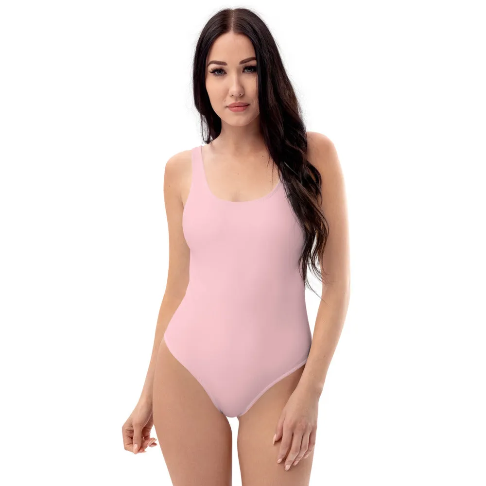 Ballet Pink One-Piece Swimsuit, Solid Color Pale Light Pink Women's Swimwear-Made in USA/EU/MX