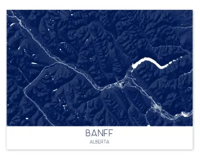 Banff Map Print - Topographic Banff Wall Art Poster Road Maps, Alberta Canada, Canmore, Banff National Park