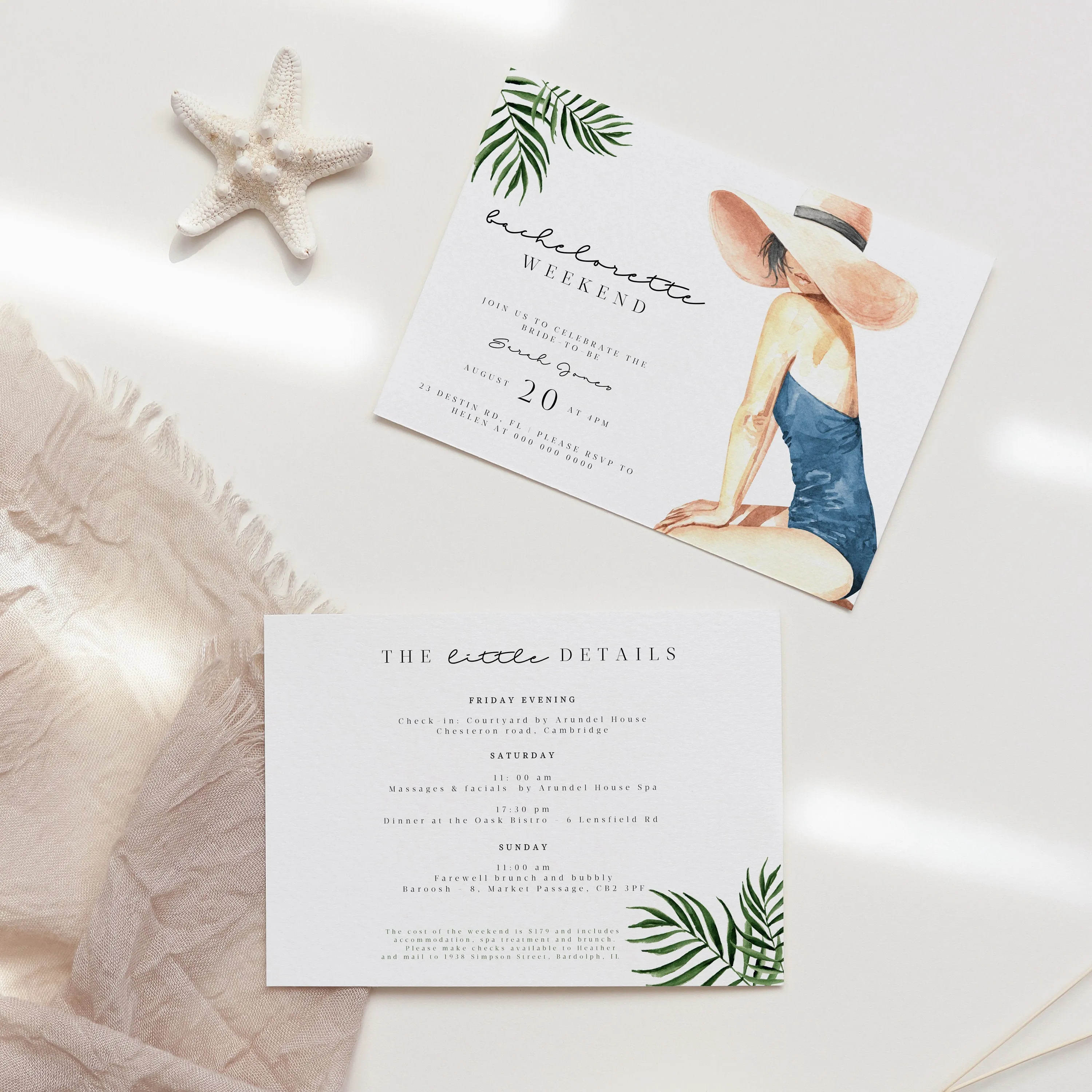 BEACH | Tropical Bachelorette Invitation