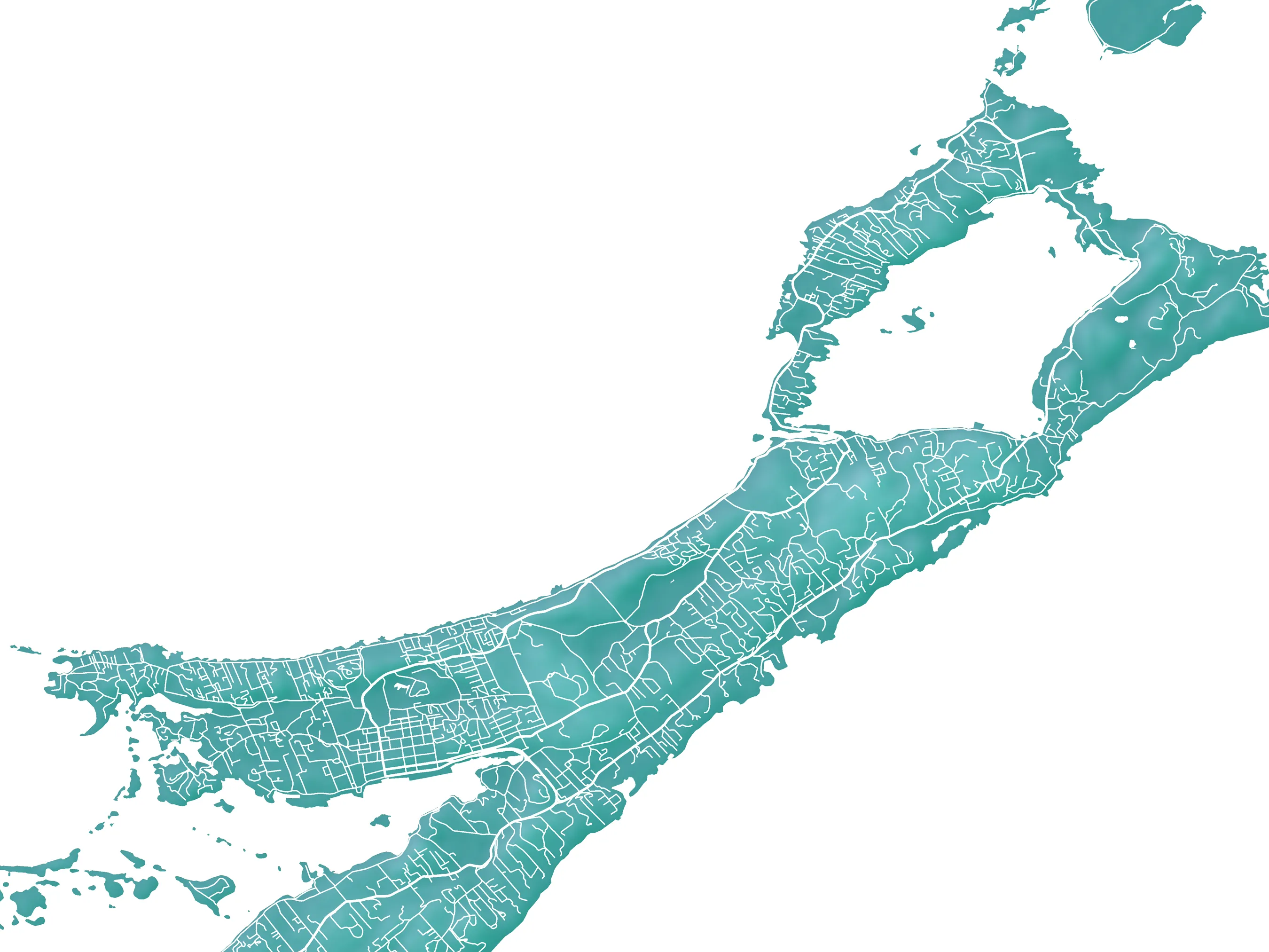 Bermuda Map Wall Art Print, Turquoise 3D Topographic North Atlantic Island Poster Maps