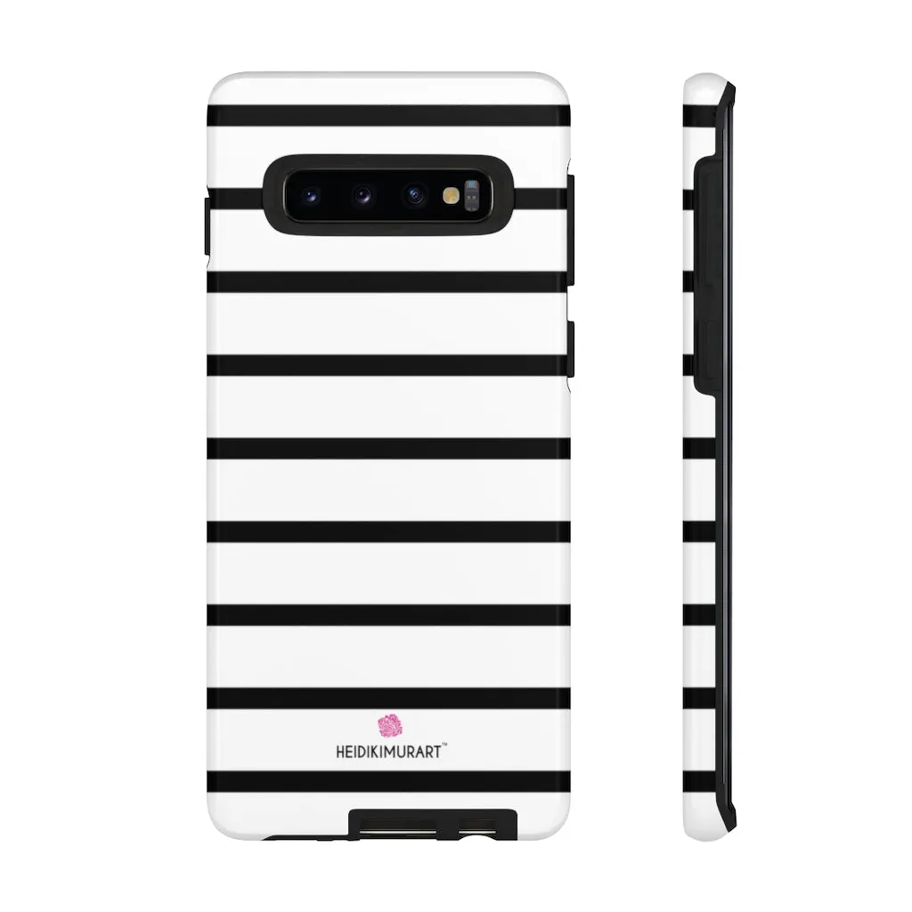 Black Striped Designer Tough Cases, Modern Minimalist iPhone Samsung Case-Made in USA