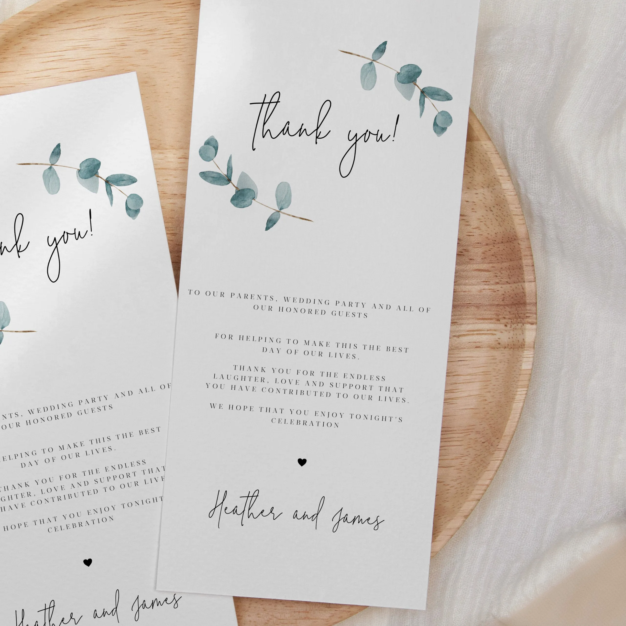 Blue Eucalyptus Thank You Card Table Printable