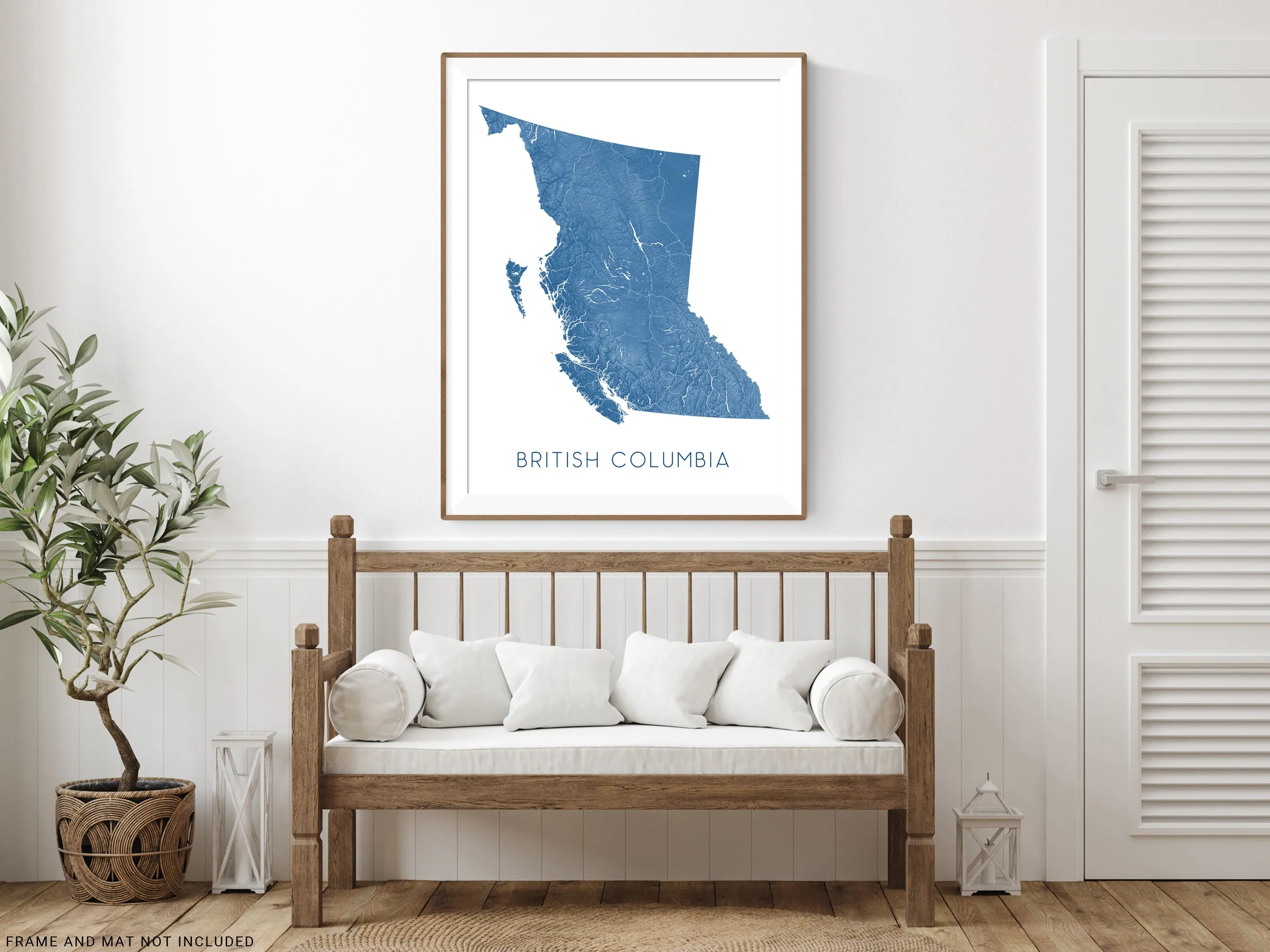 British Columbia Map Wall Art Print Poster - Topographic BC Canana Road Maps, Vancouver Victoria