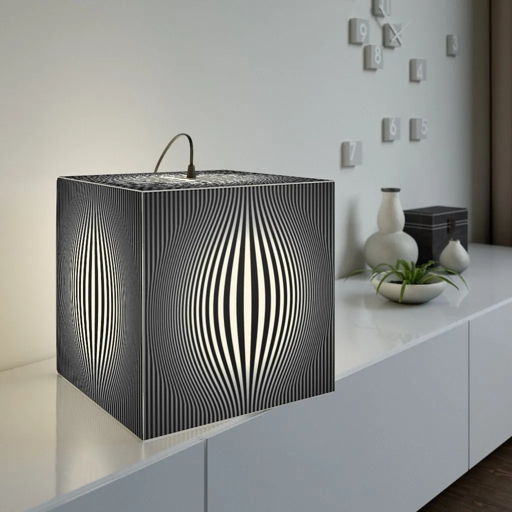 Bulge Optics Hypnotic,Optical/Psychedelic Art Printed Square Cube Lamp/Contemporary/Modern/Trendy Light/Home Decor Gifts, Stackable Lights