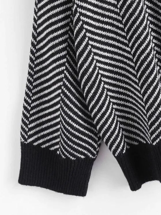Button Up Stripes Oversized Cardigan for Women